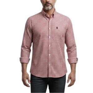 Psycho Bunny By Robert Godley Pima Cotton Shirt Men’s Sz L Plaid Red Long Sleeve
